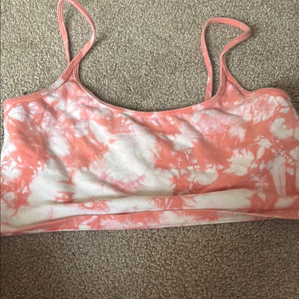 Pink and White Tie-Dye Crop Top